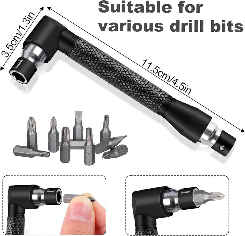 CIGOTU 17Pcs Flexible Drill Bit Extension, Include 3Pcs Rotatable Socket Adapter 2Pcs Hex Shank 105° Right Angle Drill Attachment 10 Short Screwdriver Bits 90° Angled Bits and Bendable Extension - Image 4